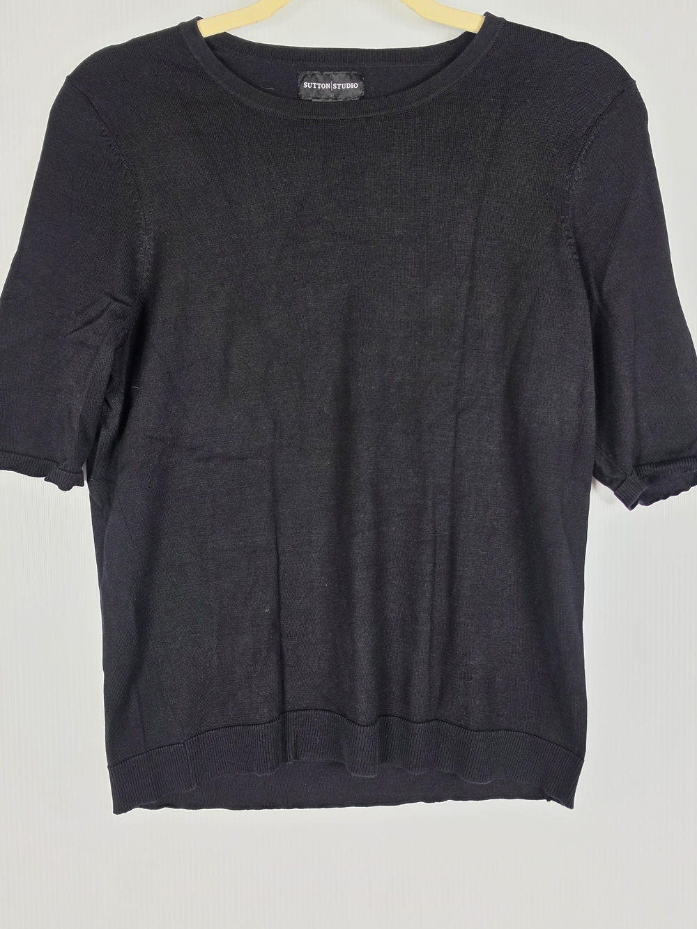 Sutton Studio Black Short Sleeve Knit Top
